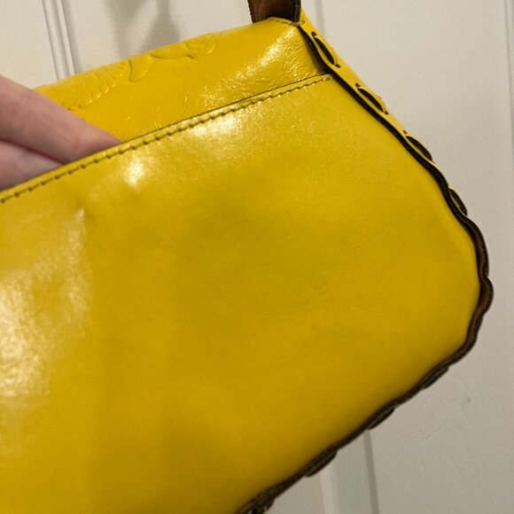 Patricia Nash Yellow *Micaela* Shoulder Bag | Rose-Tooled Leather | EUC - Picture 12 of 12